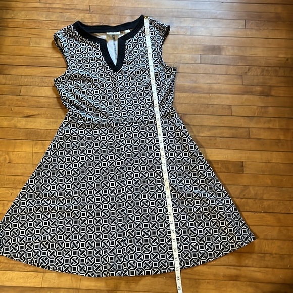 New York & Company Dress Black & White Geometric Cotton Print midi sz S - Picture 8 of 12